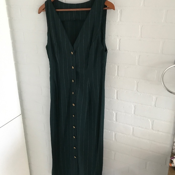 Vintage Office Button down Forest Green Dress Women Size S - Picture 2 of 4